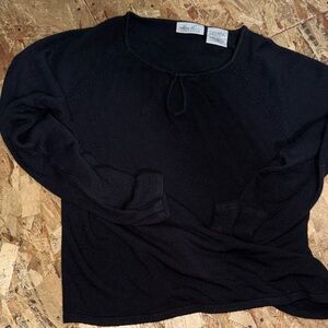 Kathie Lee Collection Black Knit Top with Tie Detail